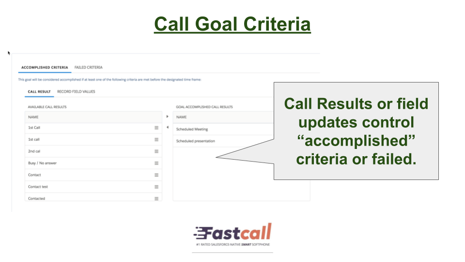 Call goal criteria